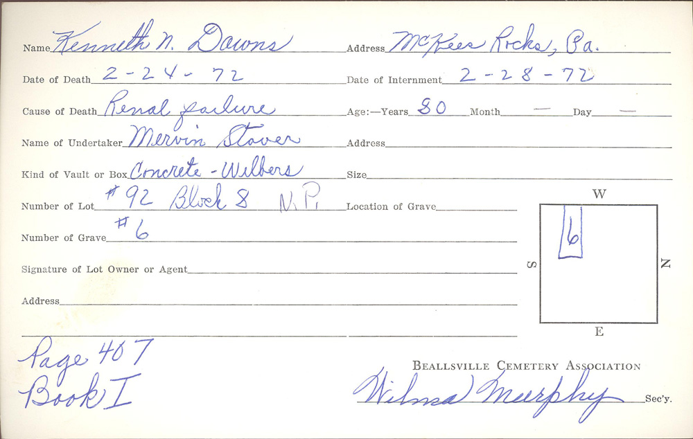 burial card